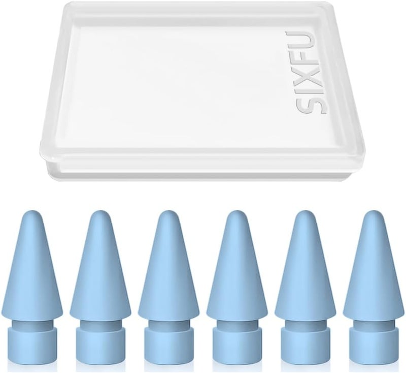 SIXFU 6 Pack Tips for Apple Pencil tip, Apple Pen Tip Compatible with iPad Pencil Tip with Cover Case for Apple Pencil Pro/USB-C/ 1st Gen/ 2nd Generation iPencil(Blue) - Image 1